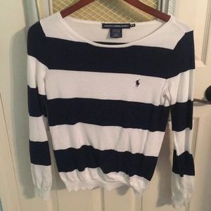 Striped Polo sweater.
